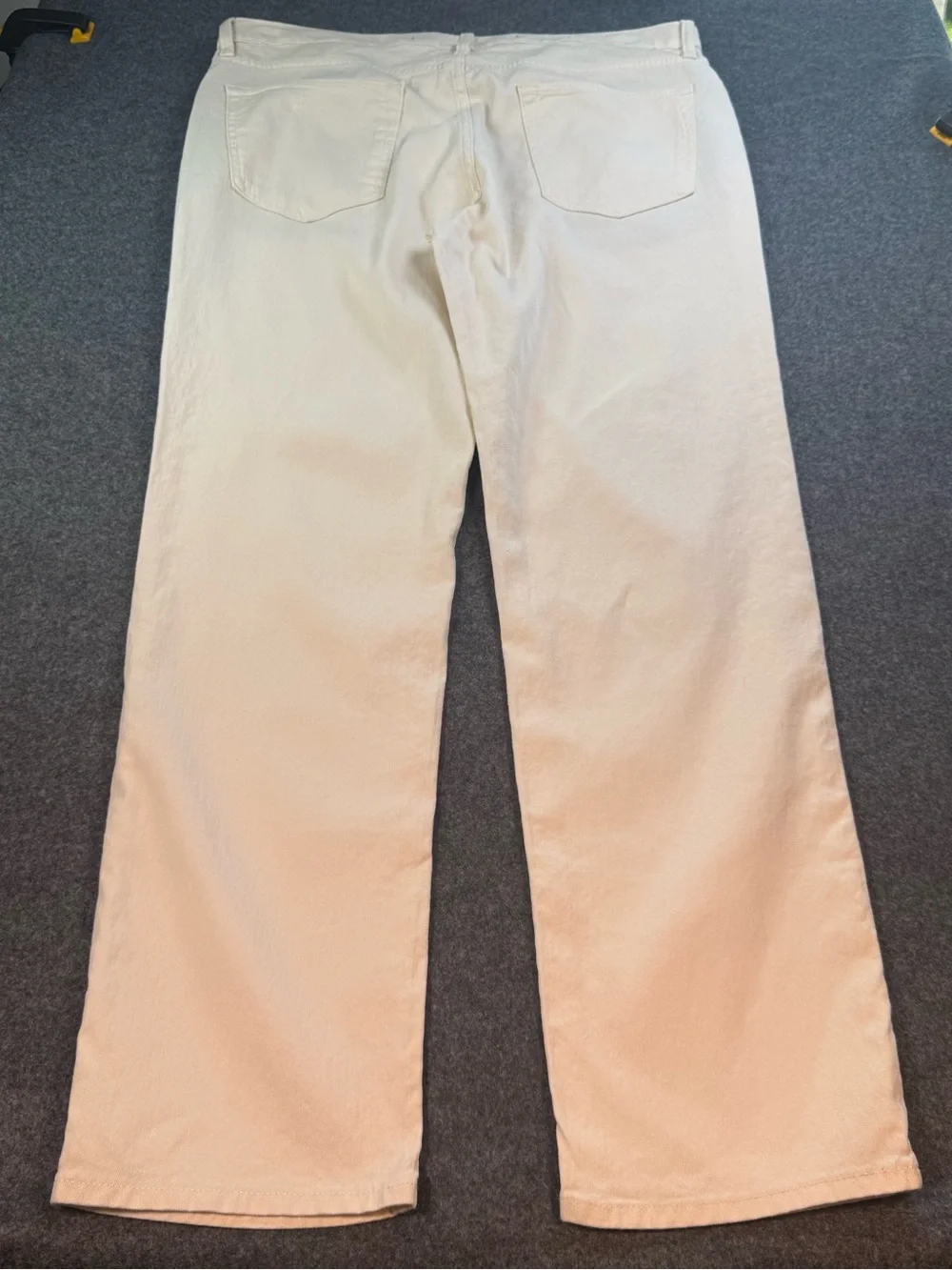 Banana Republic Traveler Linen Cotton Slim Pants Cream 36x32 Quiet Luxury